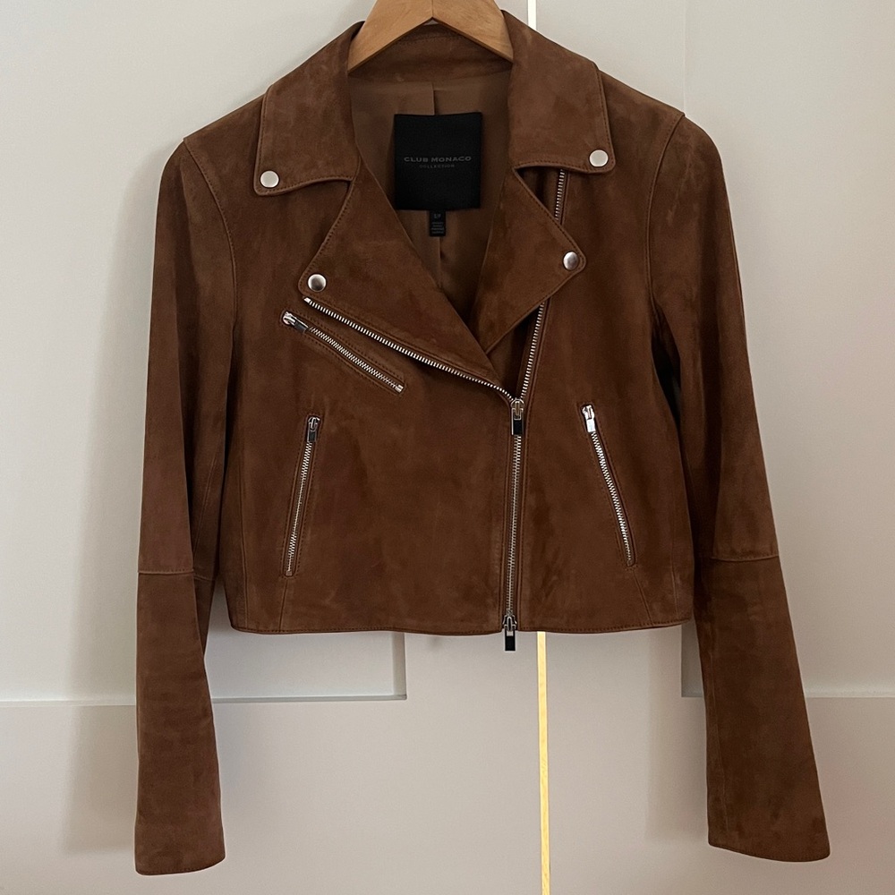 Final Price- No Offers! Club Monaco Brown Suede Moto Jacket